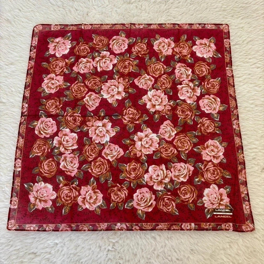 Lancel Floral Handkerchief/Bandana Scarf size 18”